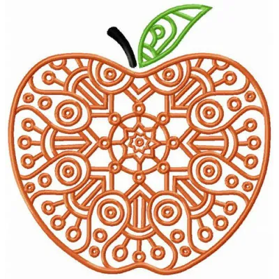 Apple potholder embroidery design featuring a vibrant apple motif for kitchen decor and functional stitching.