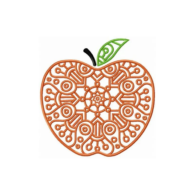 Apple potholder embroidery design featuring a vibrant apple motif for kitchen decor and functional stitching.