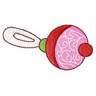 Pink baby rattle embroidery design - Embroidery Design