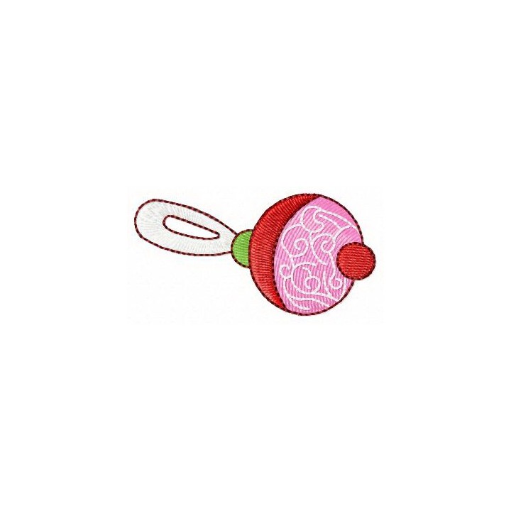 Pink baby rattle embroidery design - Embroidery Design