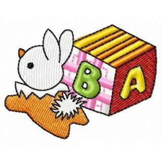 Small cube and bunny toy embroidery design - Embroidery Design
