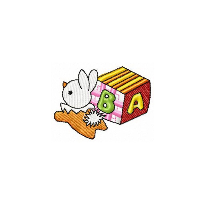 Small cube and bunny toy embroidery design - Embroidery Design