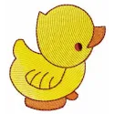 Yellow rubber duck embroidery design showcasing a playful stitched motif, perfect for children's items and toys.