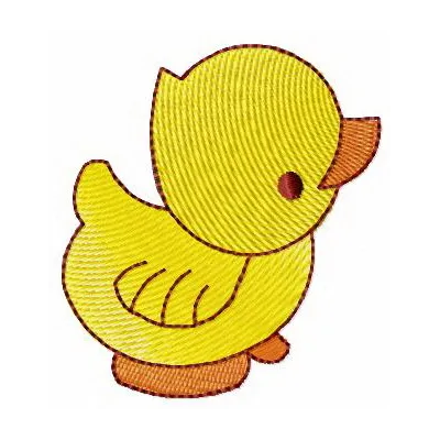 Yellow rubber duck embroidery design showcasing a playful stitched motif, perfect for children's items and toys.