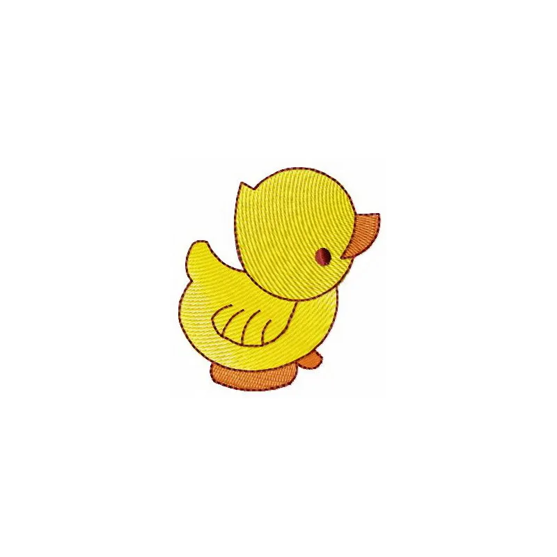 Yellow rubber duck embroidery design showcasing a playful stitched motif, perfect for children's items and toys.