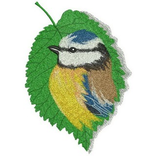 Tree leaf with birdie embroidery design - Embroidery Design