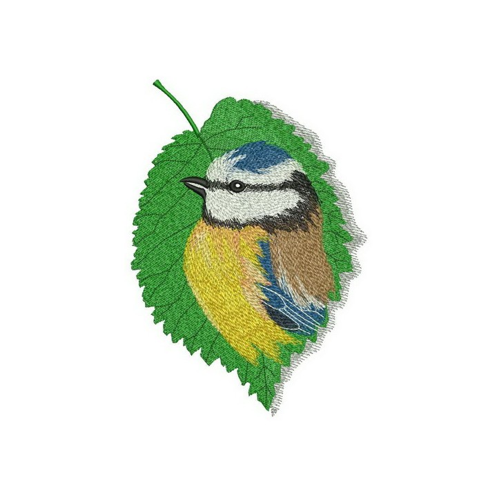 Tree leaf with birdie embroidery design - Embroidery Design