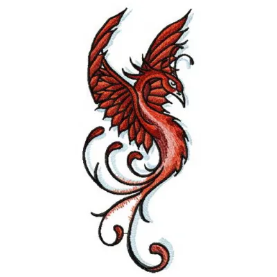 Proud firebird embroidery design showcasing vibrant colors and intricate details for creative stitching projects.