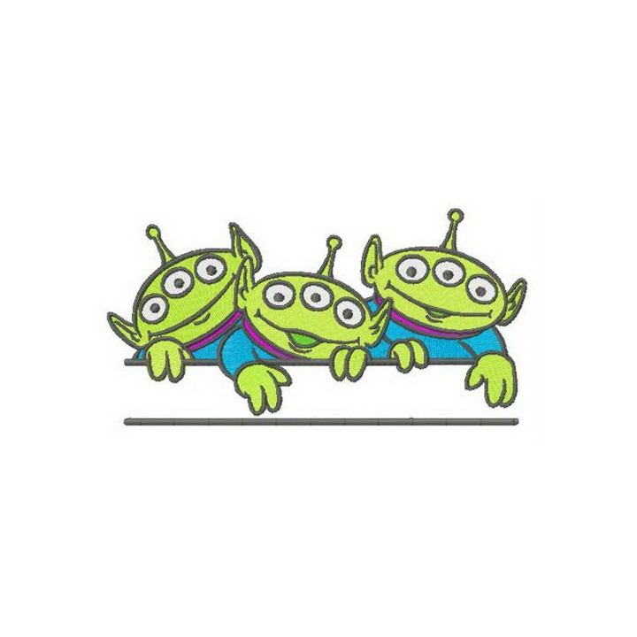 Little Green Men monogram embroidery design - Embroidery Design