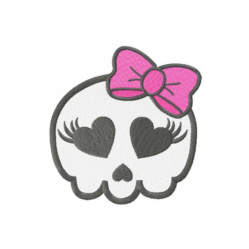 Preview of a pretty skull embroidery design, showcasing intricate stitching patterns for creative projects.
