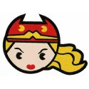 Chibi Wonder Woman head embroidery design showcasing a cute superhero motif for creative stitching projects.