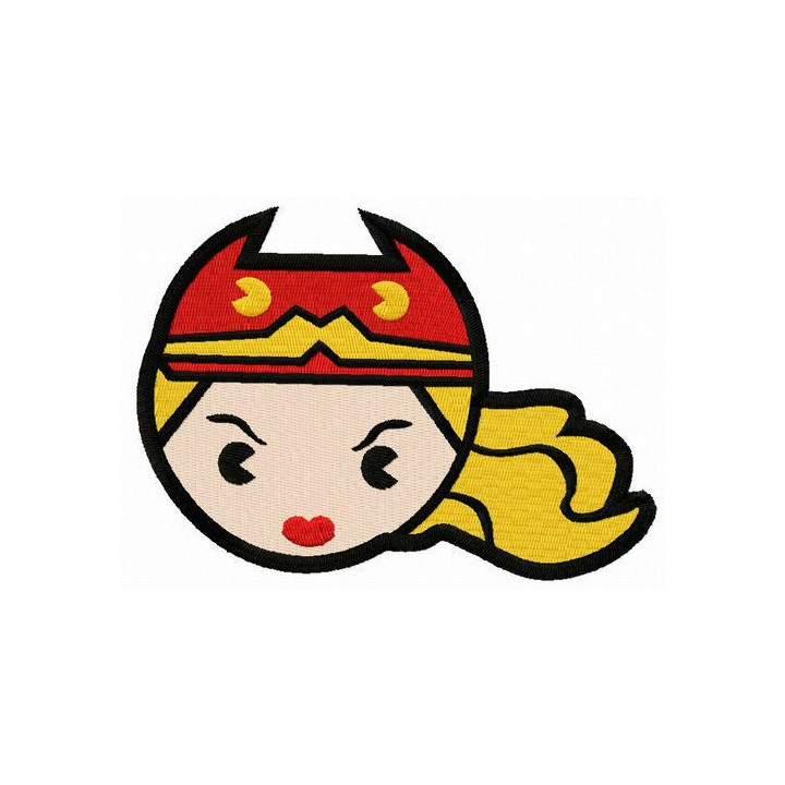 Chibi Wonder Woman head embroidery design - Embroidery Design