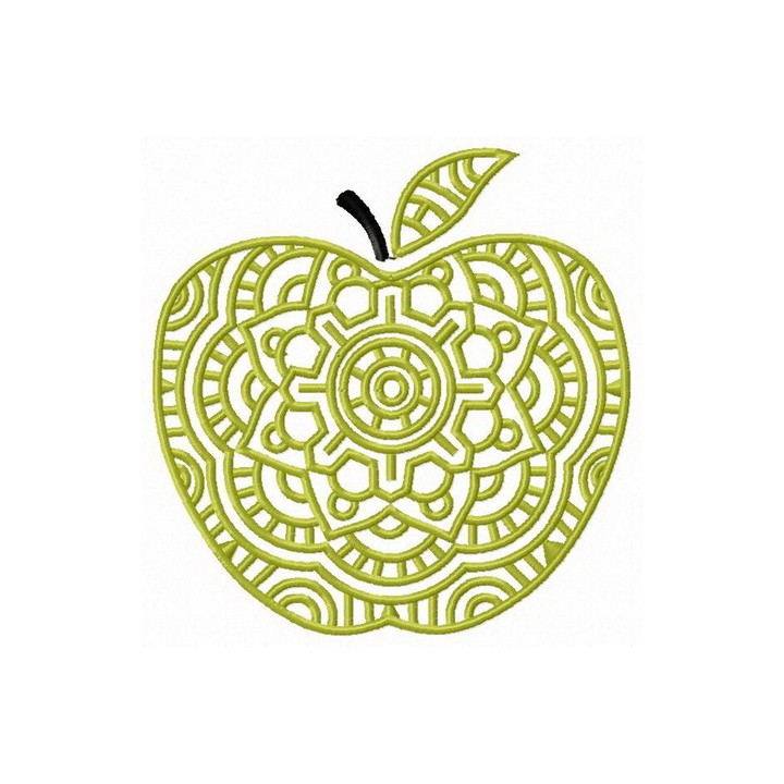 Decorative green apple embroidery design - Embroidery Design