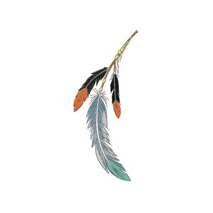 Three feather decoration embroidery design - Embroidery Design