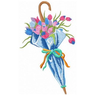 Umbrella with tulips embroidery design - Embroidery Design