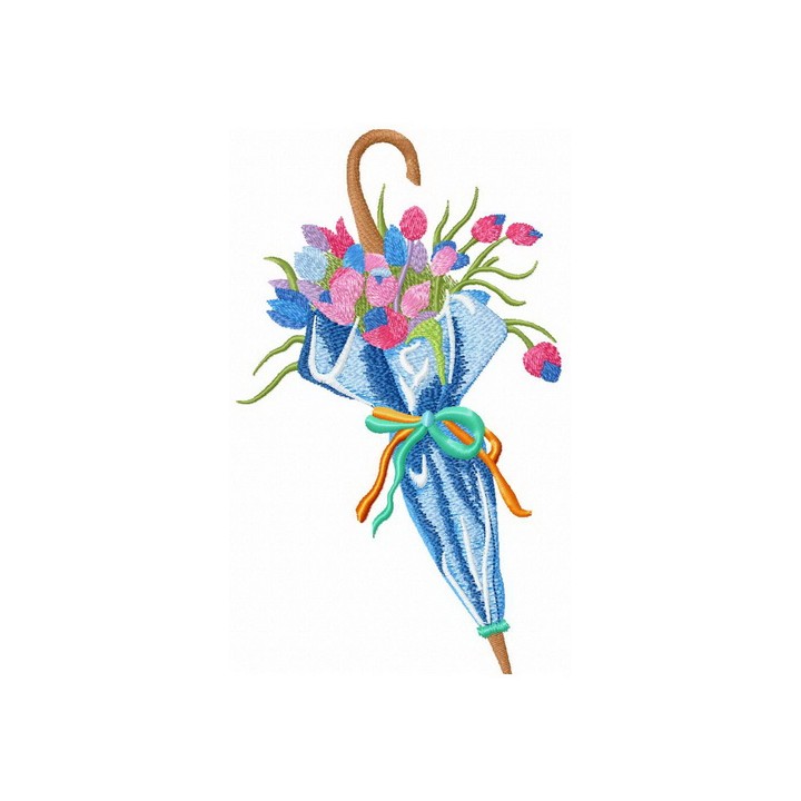 Umbrella with tulips embroidery design - Embroidery Design