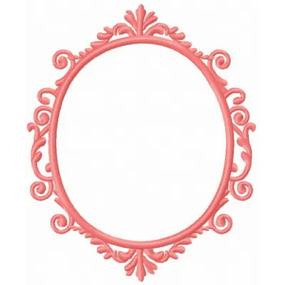 Preview of a pink frame embroidery design, showcasing intricate details in FSL and decorative stitching patterns.