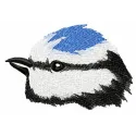 Preview of the Birdie's head embroidery design, showcasing intricate details for stitching on various fabric items.
