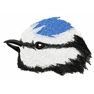 Preview of the Birdie's head embroidery design, showcasing intricate details for stitching on various fabric items.
