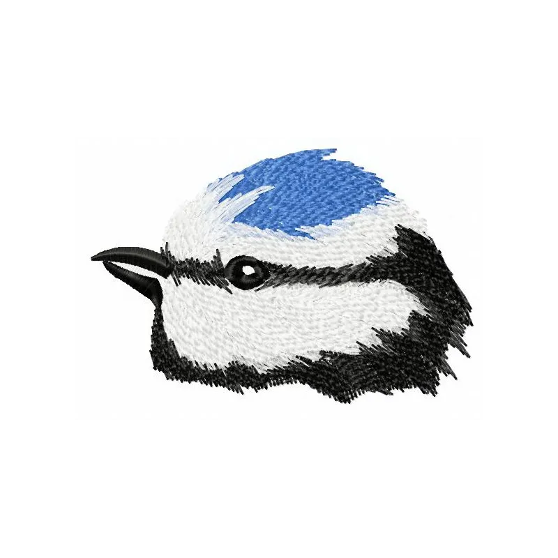Preview of the Birdie's head embroidery design, showcasing intricate details for stitching on various fabric items.