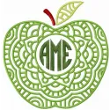 Preview of AME apple embroidery design, showcasing a vibrant stitched motif perfect for embellishing various fabrics.