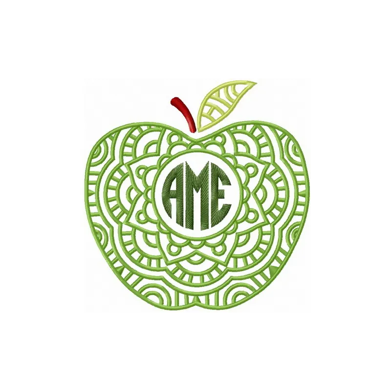 Preview of AME apple embroidery design, showcasing a vibrant stitched motif perfect for embellishing various fabrics.