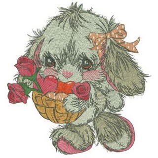 Very shy bunny goes to birthday party embroidery design - Embroidery Design