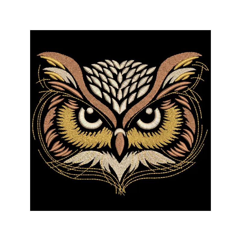 Woodland bird owl embroidery design showcasing a charming owl motif ideal for various fabric projects.