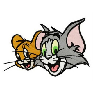 Tom and Jerry heads embroidery design - Embroidery Design