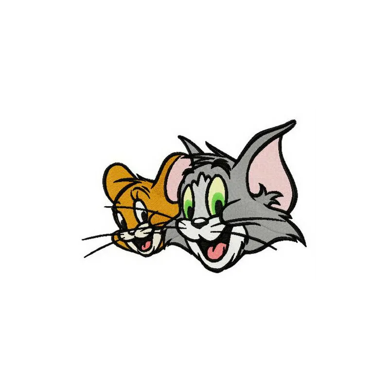 Preview of Tom and Jerry heads embroidery design, showcasing playful characters for stitching on various projects.
