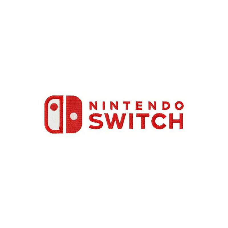Nintendo Switch logo embroidery design showcasing a vibrant stitched motif for gaming enthusiasts.