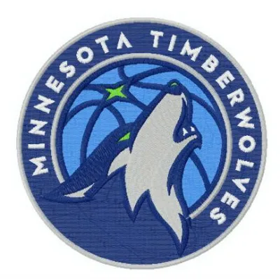Minnesota Timberwolves logo embroidery design showcasing intricate stitching patterns for basketball enthusiasts.