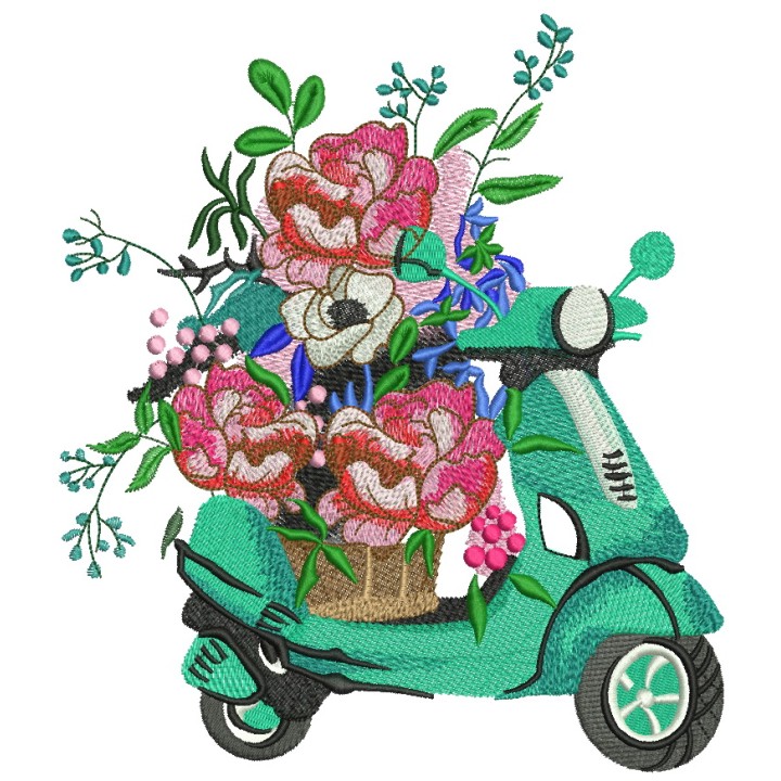 Delivery of flowers embroidery design - Embroidery Design