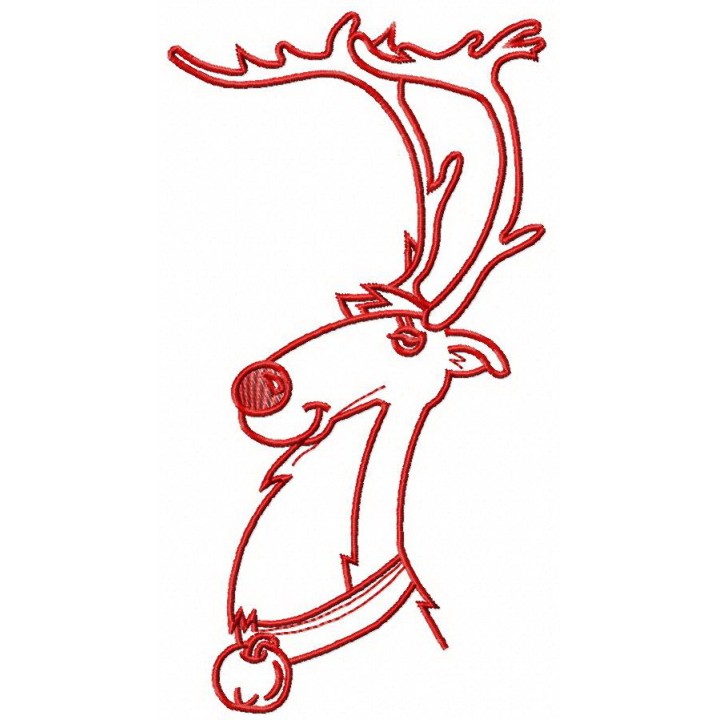 Santa's deer with bell embroidery design - Embroidery Design