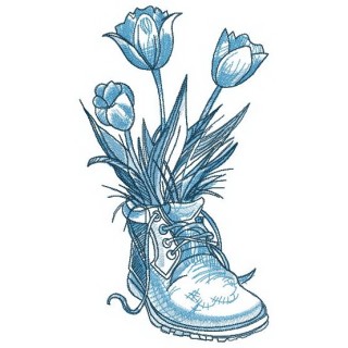 Tulips in boot embroidery design - Embroidery Design