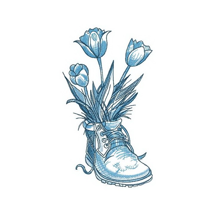 Tulips in boot embroidery design - Embroidery Design