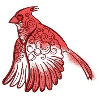 Flying northern cardinal embroidery design - Embroidery Design