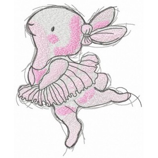 Bunny ballerina embroidery design - Embroidery Design