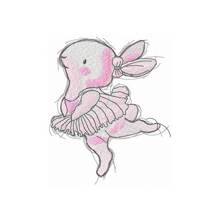 Bunny ballerina embroidery design - Embroidery Design