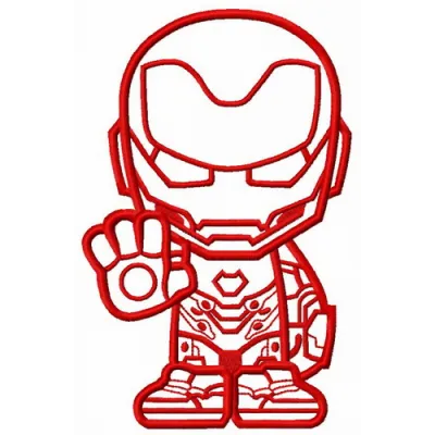 Stubborn Iron Man embroidery design showcasing a bold character motif for creative stitching projects.