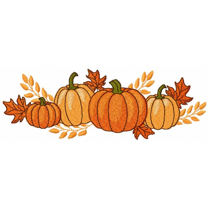 Four fall pumpkins embroidery design - Embroidery Design
