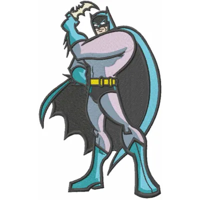 Batman hero embroidery design showcasing a dynamic superhero motif for creative stitching projects.