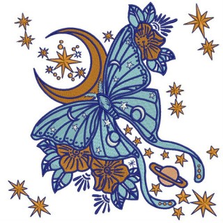Space butterfly embroidery design - Embroidery Design