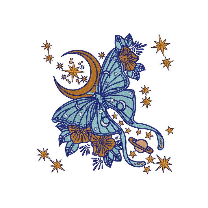 Space butterfly embroidery design - Embroidery Design