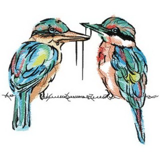 Couple of shrikes embroidery design - Embroidery Design