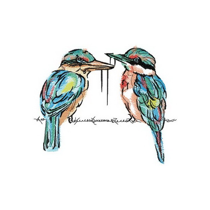 Couple of shrikes embroidery design - Embroidery Design