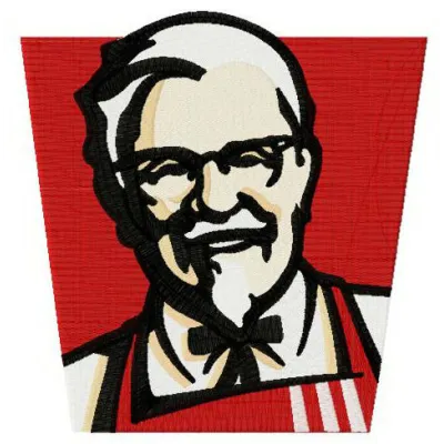 KFC logo embroidery design preview, showcasing a detailed stitched pattern ideal for apparel and accessories.