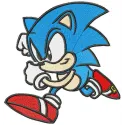 Preview of the Running Sonic the Hedgehog embroidery design featuring vibrant stitching patterns for dynamic projects.