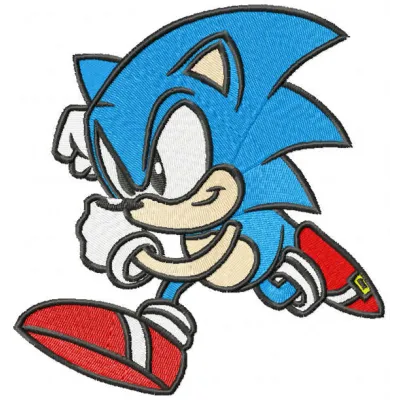 Preview of the Running Sonic the Hedgehog embroidery design featuring vibrant stitching patterns for dynamic projects.
