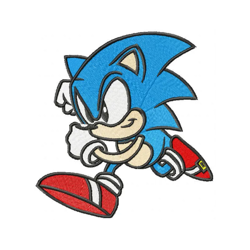 Preview of the Running Sonic the Hedgehog embroidery design featuring vibrant stitching patterns for dynamic projects.